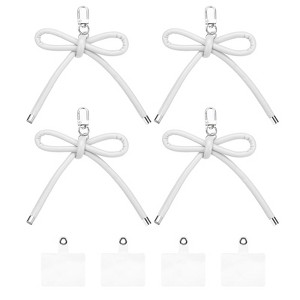 Unique Bargains PU Leather Bag Phone Charm Hanging Accessories Bow Keychains 4 Pcs - 1 of 4