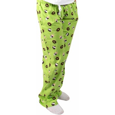 Pavilion Gift Company - Donuts and Coffee - XL Green Lounge Pants - Pajama Bottoms