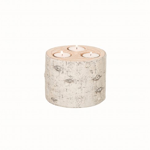 Transpac Resin 5.25 in. Off-White Christmas Birch Candle Holder - image 1 of 2