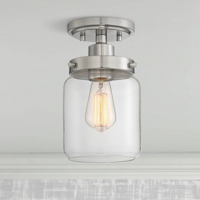Brushed Nickel and Clear Glass Semi Flush Mount Ceiling Light