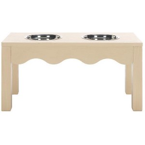 Lilith Double Pet Feeder - Removable Stainless Steel Bowls - Cat/Dog - PET5702 - Safavieh Pets - 1 of 4
