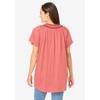 Woman Within Plus Size Short-Sleeve V-Neck Crinkle Tunic - 3 of 4