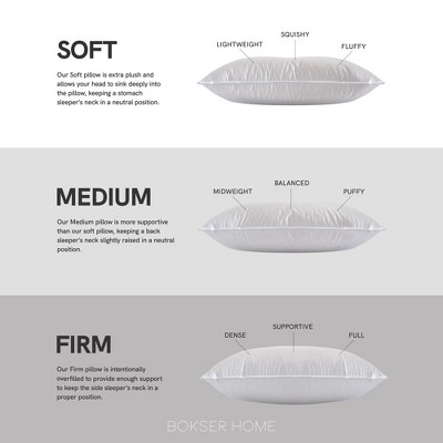 Medium White Duck Feather & Down Bed Pillow Pair with Cotton Shell