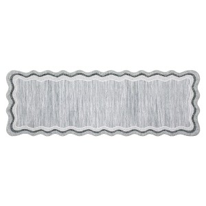 COZONY Scalloped Washable Rug, Non-Slip Low Pile Solid Carpet with Rubber Back for Living Room Bedroom Office - 1 of 4