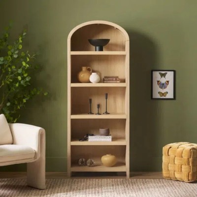 GDFStudio Grace Modern 5-Shelf Wood 76” Arched Bookshelf