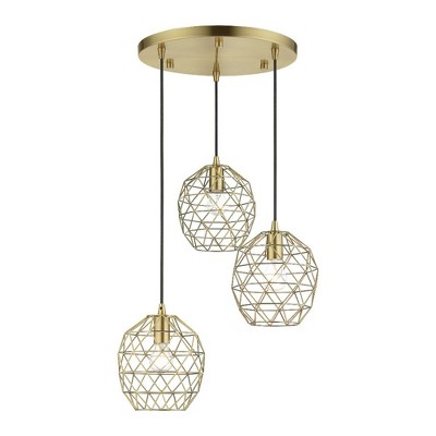 Geometrix Antique Brass 3-Light Indoor/Outdoor Pendant