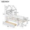 Twin Size House Platform Bed with Guardrail and Drawer, White-ModernLuxe - 3 of 4