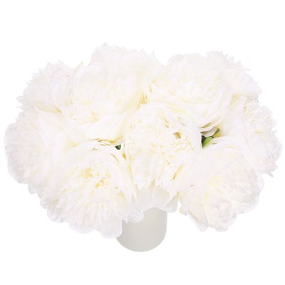 Unique Bargains Artificial Realistic Appearance Durable Faux Peony Flower 12.6'' Long 20 Pcs Extra White