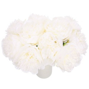 Unique Bargains Artificial Realistic Appearance Durable Faux Peony Flower 12.6'' Long 20 Pcs Extra White - 1 of 3