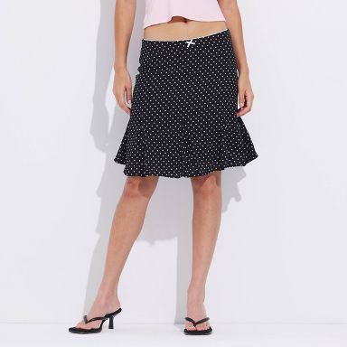 Herlipto￤Dot Jacquard Flared Skirt ブラックS Herlipto￤Dot Jacquard Flared Skirt ブラックS Women's Black