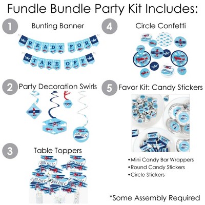 Vintage Airplane Baby Shower and Birthday Party Decoration Kit