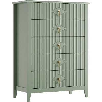 Modern Fluted Dresser, 3/5/6/7 Drawer Wood Dresser for Bedroom, Modern Chest of Drawers, Storage Organizer Cabinet for Living Room, Entryway