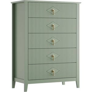 Bedroom Dressing Table with 5 Drawers, 32" Wide Modern Chest of Drawers with Metal Handles, Wooden Storage Cabinet for Bedroom, Living Room, Hallway - 1 of 4