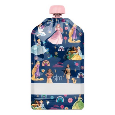 Disney Princesses 20 pack Kids Food Pouches - Simple Modern: Reusable; Refillable Off-White Storage Bags, 5oz Capacity
