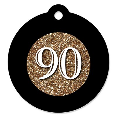 Big Dot of Happiness Adult 90th Birthday - Gold - Birthday Party Favor Gift Tags (Set of 20)