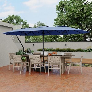 Double-Side Rectangular Pool Umbrella, 15ft Large Patio Umbrella with Base Included, Outdoor Market Umbrellas for Poolside Lawn Backyard - 1 of 4