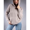 Jess by Meiko Women's Oversized Dropped Shoulder Cable Knit Hooded Sweater - 2 of 4