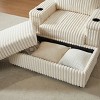 Corduroy Armchair with Storage Ottoman and Cup Holders, Wide Seat Lounge Chair with Footrest for Living Room-3irtyhousy - 3 of 4