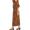 LA LEELA Women's House Daily Routine Evening Wear Loungewear Slit Dress Cover Up Long Caftan Plus Size Kaftan Maxi Dresses for Women 2X-3X Red, Tree - 3 of 4