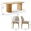 9-Piece Oval Dining Table Set, 79'' Pedestal Table with 8 Upholstered Linen Fabric Chairs, Modern Dining Room Furniture for 8-Maison Boucle - 3 of 4