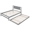 TIRAMISUBEST Full Size Platform Bed with Adjustable Trundle, Wooden Bed Frame with Headboard and Wood Slats Support for Bedroom - 4 of 4