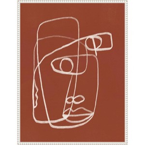 Amanti Art Line Art Abstract Portrait Terracotta 02 by Little Dean Framed Canvas Wall Art - 1 of 4