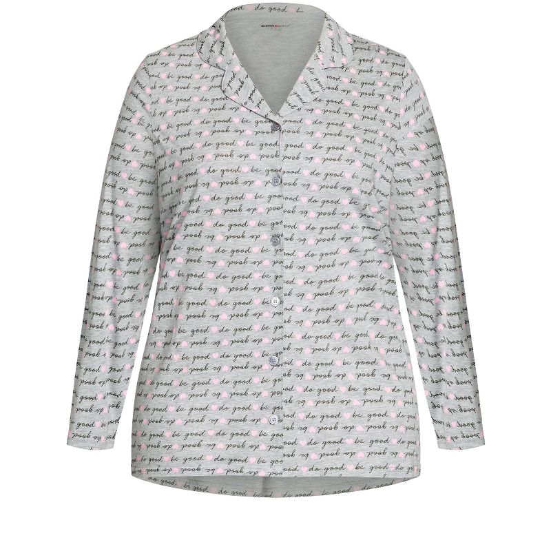 Women's Plus Size Button Through Sleep Top - gray | AVENUE, 5 of 7