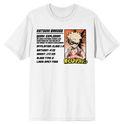 My Hero Academia Katsuki Name Card Men s White T shirt Small