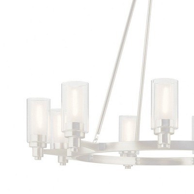 Elegant Brushed Nickel 9-Light Chandelier with Clear and Satin Etched Glass