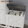 Shoe Cabinet with 2 Flip-Drawers & Storage Bench, Farmhouse Wood Freestanding Shoe Rack with 2 Hooks - 4 of 4