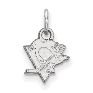 Black Bow Jewelry 10k White Gold Pittsburgh Penguins NHL Extra Small Pendant - 1 of 3