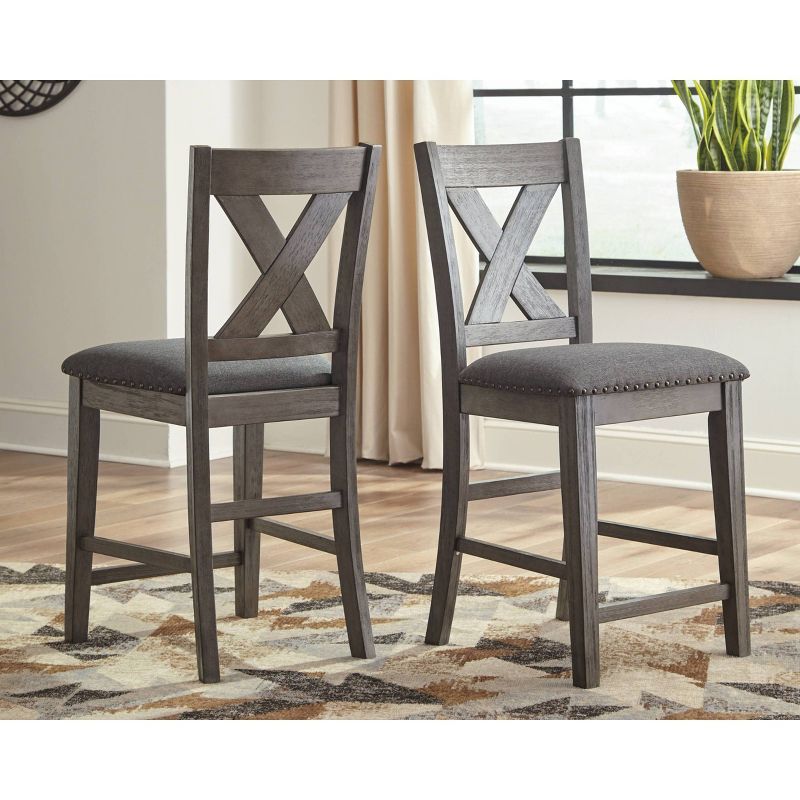 Set of 2 Caitbrook Upholstered Counter Height Barstools Dark Gray - Signature Design by Ashley, 3 of 8