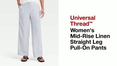 Women's Mid-Rise Linen Straight Leg Pull-On Pants - Universal Thread™
