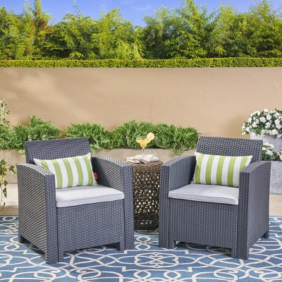 Christopher Knight Home Johns Outdoor Polypropylene Club Chairs with Cushions (Set of 2)