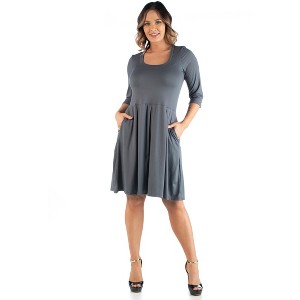 Plus Size Fit and Flare Dress - 24seven Comfort Apparel™ - 1 of 4