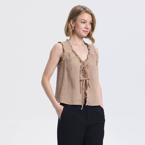 Top de Gasa Arrugada con Amarre al Frente para Mujer - A New Day™ 5