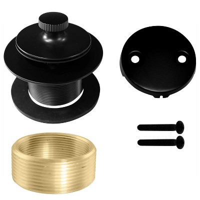 Westbrass 1.5 Inch Diameter Round Twist & Close Drain Bathtub Trim Set with 2-Hole Faceplate, Matte Black