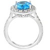Pompeii3 4 cttw Blue Topaz Diamond Halo Vintage Ring Engagement 14k White Gold - 3 of 4