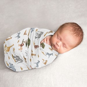 Sweet Jojo Designs Gender Neutral Unisex Swaddle Baby Blanket Jungle Multicolor - 1 of 4