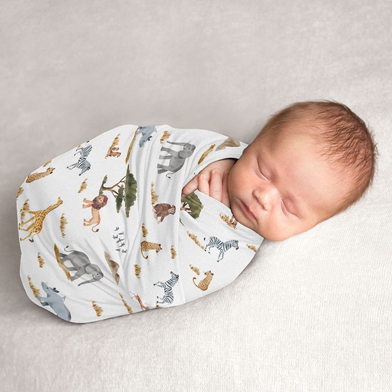 Sweet Jojo Designs Gender Neutral Unisex Swaddle Baby Blanket Jungle Multicolor, 1 of 7