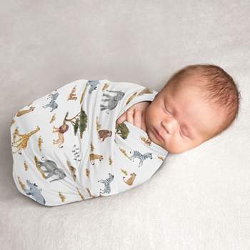 Sweet Jojo Designs Gender Neutral Unisex Swaddle Baby Blanket Jungle Multicolor