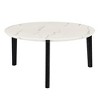 CAVINAS Coffee Tables for Living Room Modern Round Coffee Table Unique Solid Wood Center Table with Imitation Marble Tabletop, Office - 4 of 4
