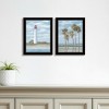 HomeRoots Set Of Two Cape May Lighthouse And Palm Trees Black Framed Wall Art - 2 of 3