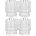 American Atelier Vintage Art Deco 9 oz. Fluted Drinking Glasses Set of 4, Old Fashion Tumbler for Cocktails, Ribbed Lowball Glass Cup for Beverages