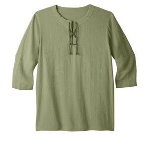 KingSize Men's Big & Tall Gauze Lace-Up Shirt - 1 of 4