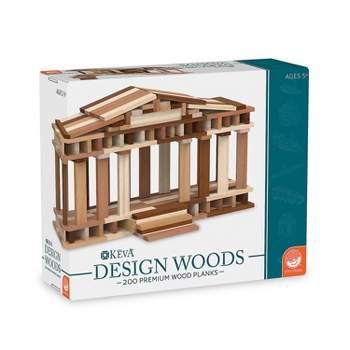 MindWare KEVA Design Woods — Free-Form 3D Builder Kit for Kids, Teens & Adults — Create Your own Architecture Designs with Simple Wood Building Blocks