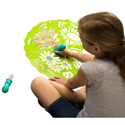 HearthSong ChalkScapes Mandalas 34-Piece Sidewalk Stencils Chalk Art Kit for Kids
