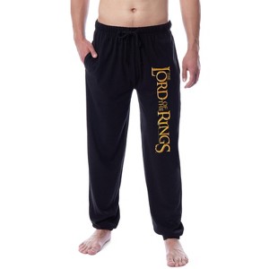 The Lord Of The Rings Mens' Movie Title Logo Sleep Jogger Pajama Pants Black - 1 of 3