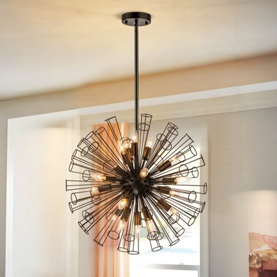 Rennnsan Jesmere 34"W 18-Light Unique Geometric Sputnik Dandelion Industrial Dimmable Chandelier