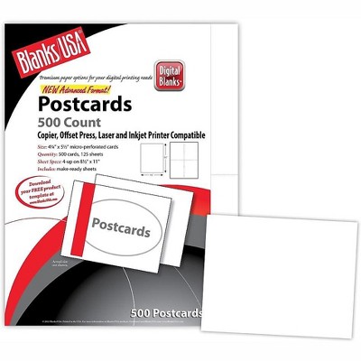 Blanke Blanks/USA Bristol Digital Postcard 5 1/2 x 4 1/4 White 125/Pack PC35B64WH